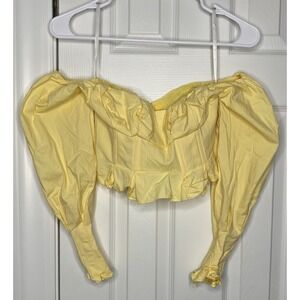 Camila Coelho Women's Off The Shoulder Crop Top Yellow‎ Size XS